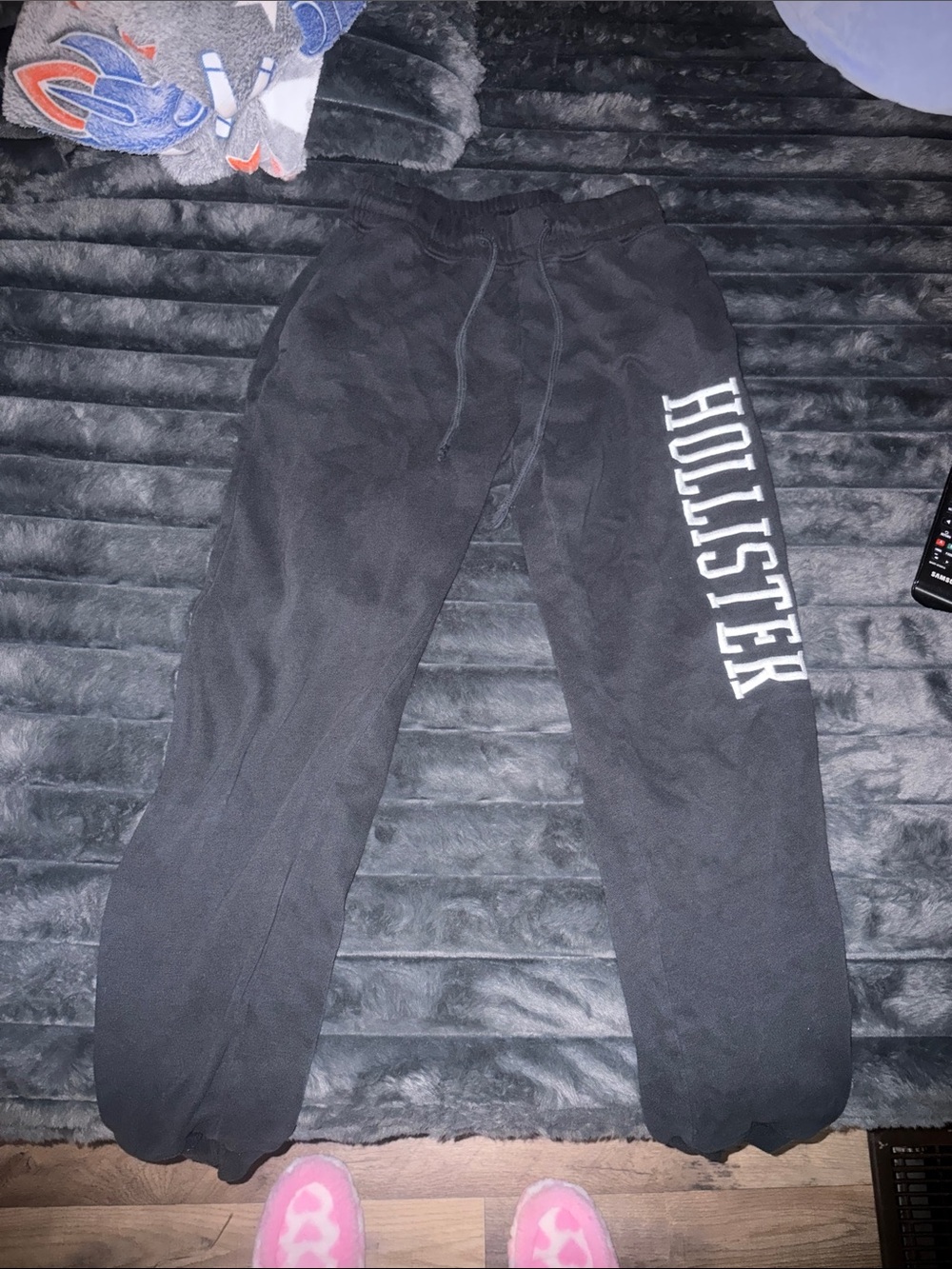 Hollister Black Sweatpants with White Side Logo